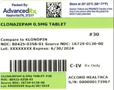 Label 1 (Clonazepam 80425 0358 01)